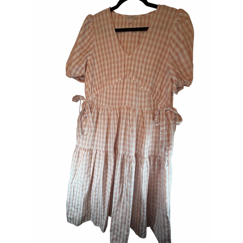Calista Pink and White Gingham Dress - Size M - Picture 7 of 14